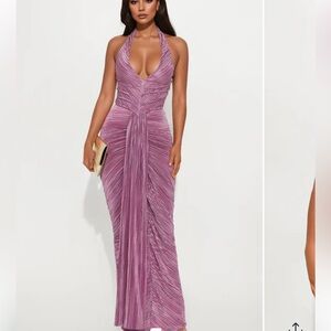 Elegant Pink Halter Dress